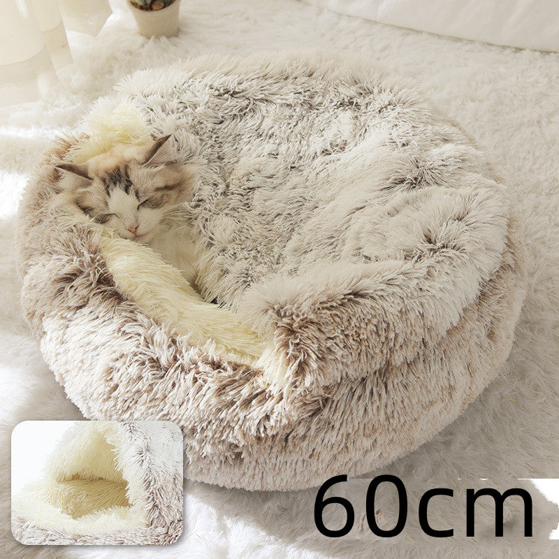 Pet Bed Winter Plush Warm House Soft Long Plush Bed