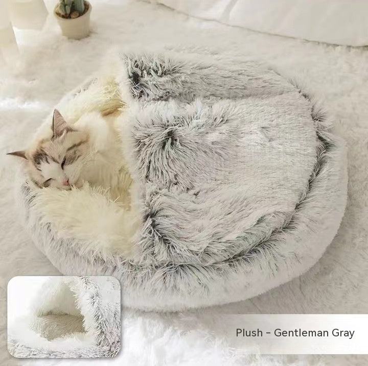 Pet Bed Winter Plush Warm House Soft Long Plush Bed