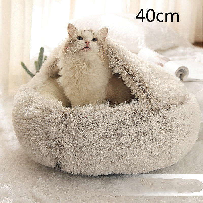 Pet Bed Winter Plush Warm House Soft Long Plush Bed