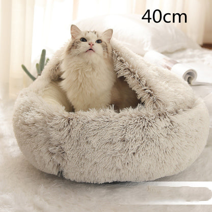 Pet Bed Winter Plush Warm House Soft Long Plush Bed