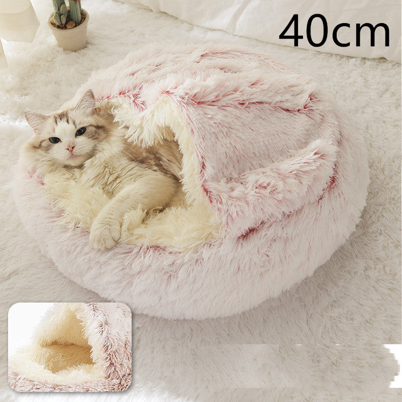 Pet Bed Winter Plush Warm House Soft Long Plush Bed
