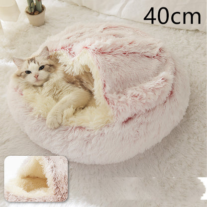 Pet Bed Winter Plush Warm House Soft Long Plush Bed