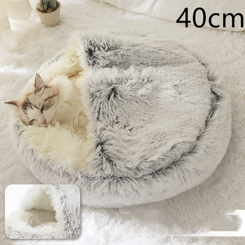 Pet Bed Winter Plush Warm House Soft Long Plush Bed