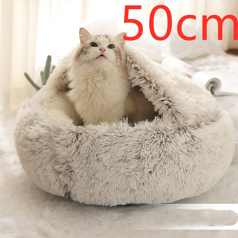 Pet Bed Winter Plush Warm House Soft Long Plush Bed