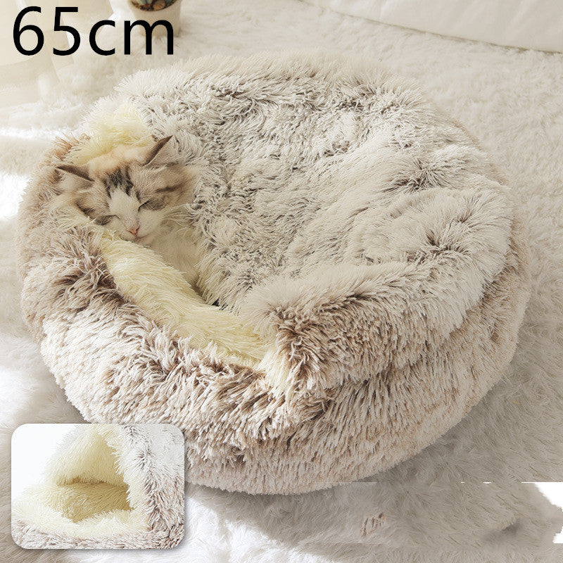 Pet Bed Winter Plush Warm House Soft Long Plush Bed