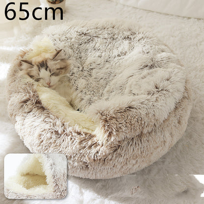 Pet Bed Winter Plush Warm House Soft Long Plush Bed