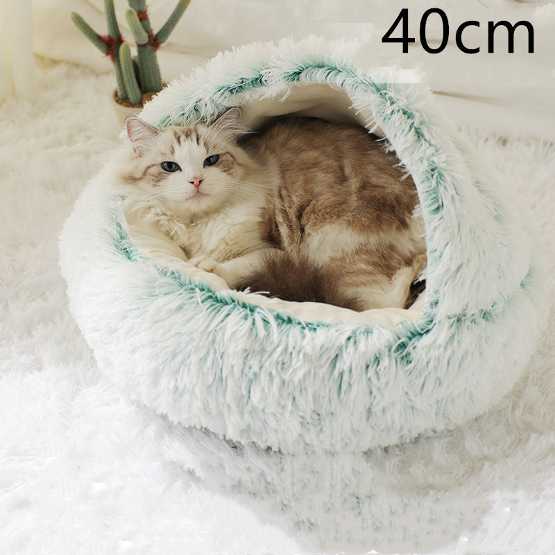 Pet Bed Winter Plush Warm House Soft Long Plush Bed