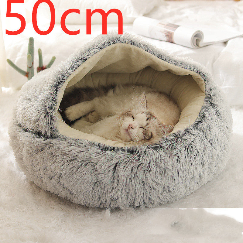 Pet Bed Winter Plush Warm House Soft Long Plush Bed