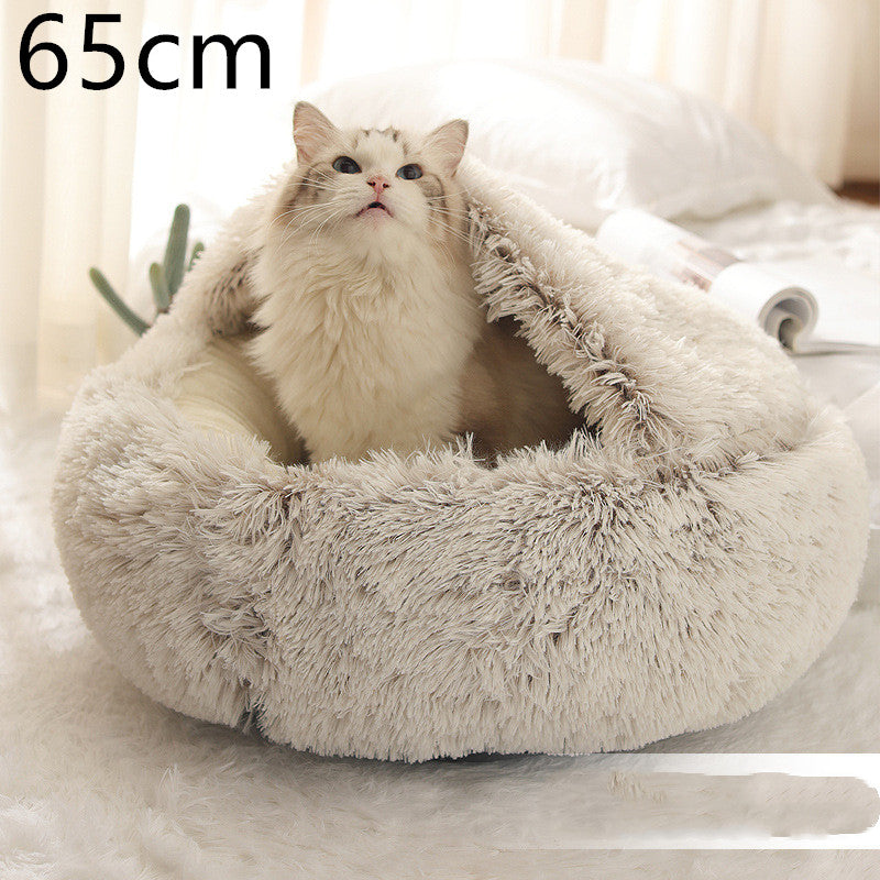 Pet Bed Winter Plush Warm House Soft Long Plush Bed