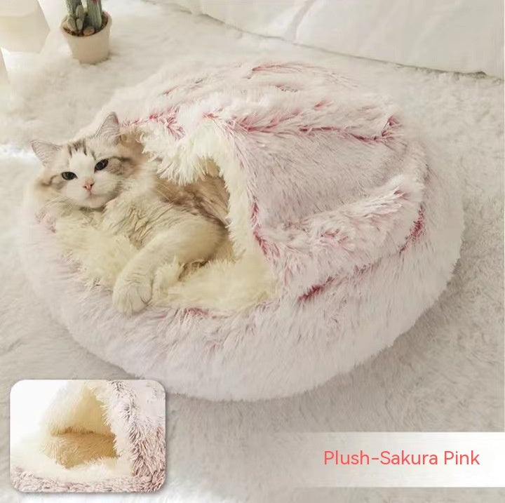 Pet Bed Winter Plush Warm House Soft Long Plush Bed