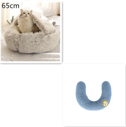 Pet Bed Winter Plush Warm House Soft Long Plush Bed