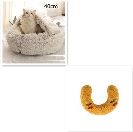 Pet Bed Winter Plush Warm House Soft Long Plush Bed