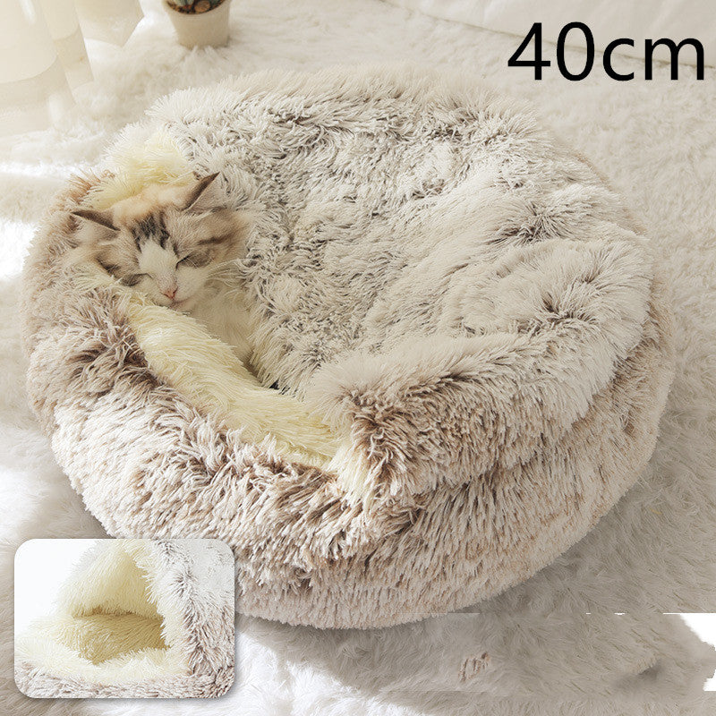 Pet Bed Winter Plush Warm House Soft Long Plush Bed