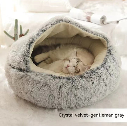 Pet Bed Winter Plush Warm House Soft Long Plush Bed