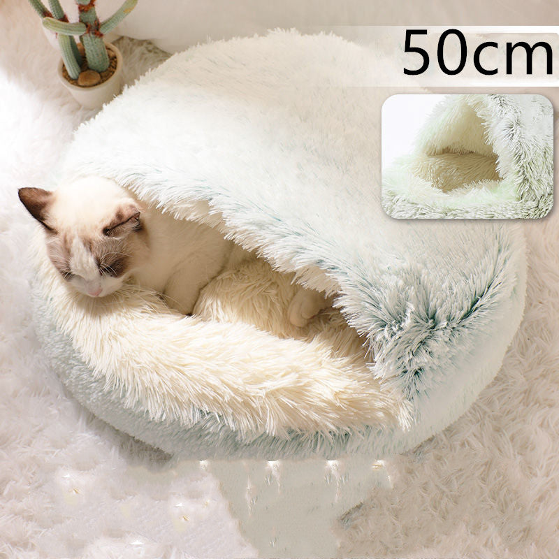 Pet Bed Winter Plush Warm House Soft Long Plush Bed
