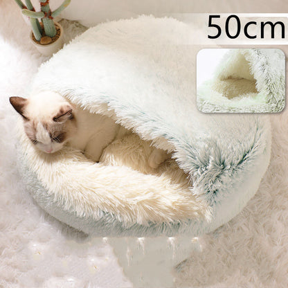 Pet Bed Winter Plush Warm House Soft Long Plush Bed