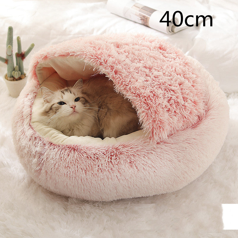 Pet Bed Winter Plush Warm House Soft Long Plush Bed