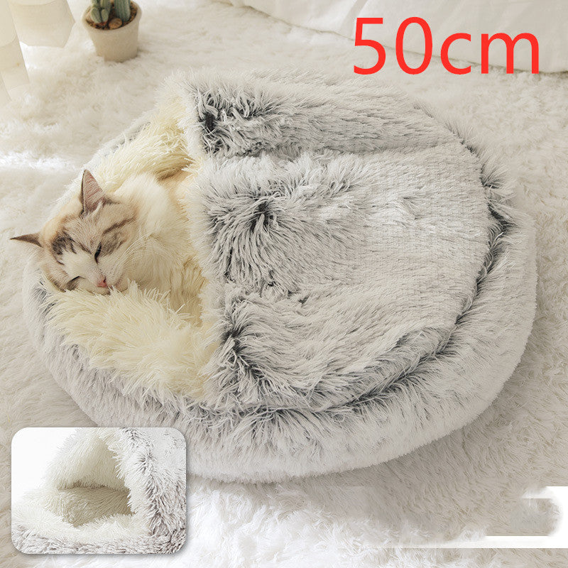 Pet Bed Winter Plush Warm House Soft Long Plush Bed