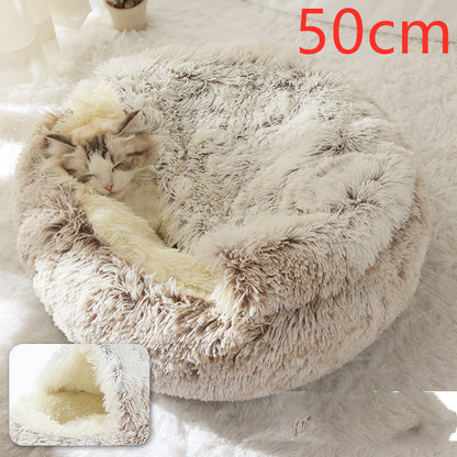 Pet Bed Winter Plush Warm House Soft Long Plush Bed