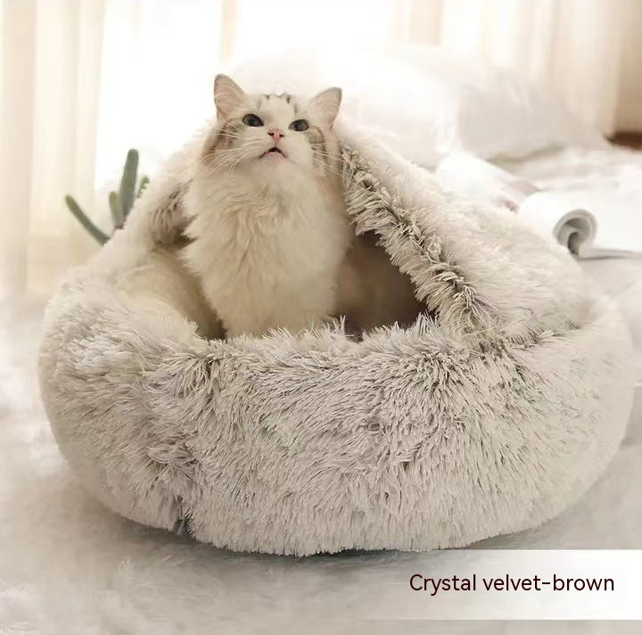 Pet Bed Winter Plush Warm House Soft Long Plush Bed