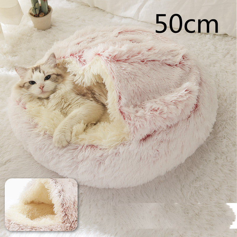 Pet Bed Winter Plush Warm House Soft Long Plush Bed