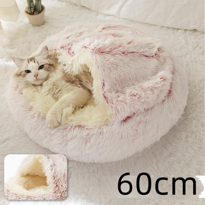 Pet Bed Winter Plush Warm House Soft Long Plush Bed