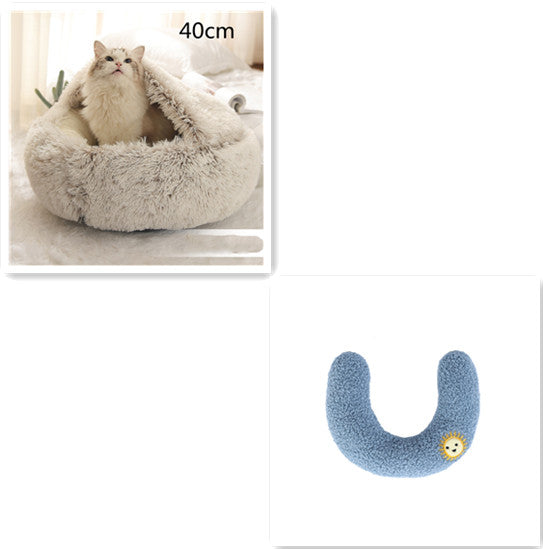 Pet Bed Winter Plush Warm House Soft Long Plush Bed