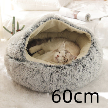 Pet Bed Winter Plush Warm House Soft Long Plush Bed