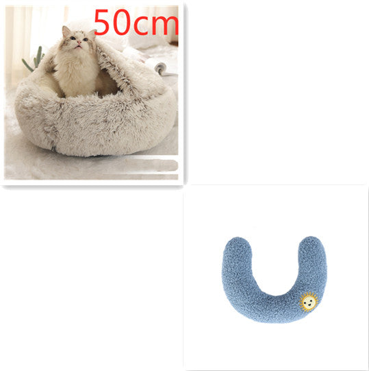 Pet Bed Winter Plush Warm House Soft Long Plush Bed