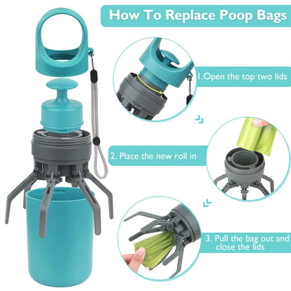 Portable Lightweight Pooper Scooper With Built in Poop Bag Dispenser For Pet Toilet Picker
