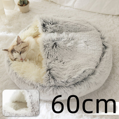 Pet Bed Winter Plush Warm House Soft Long Plush Bed