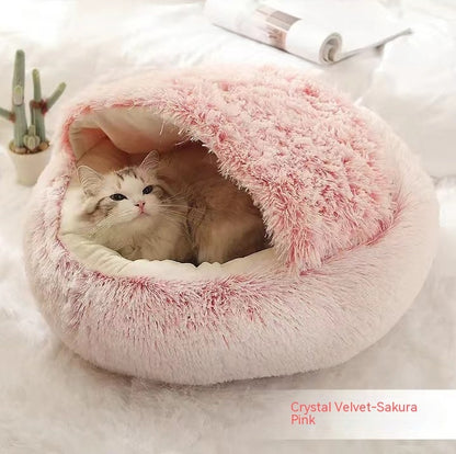 Pet Bed Winter Plush Warm House Soft Long Plush Bed