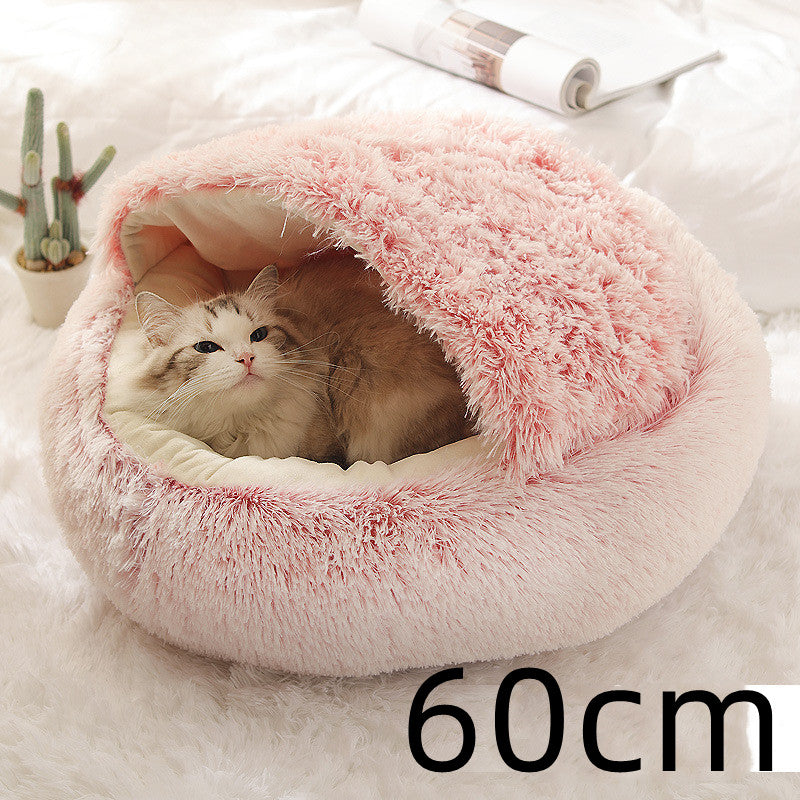 Pet Bed Winter Plush Warm House Soft Long Plush Bed