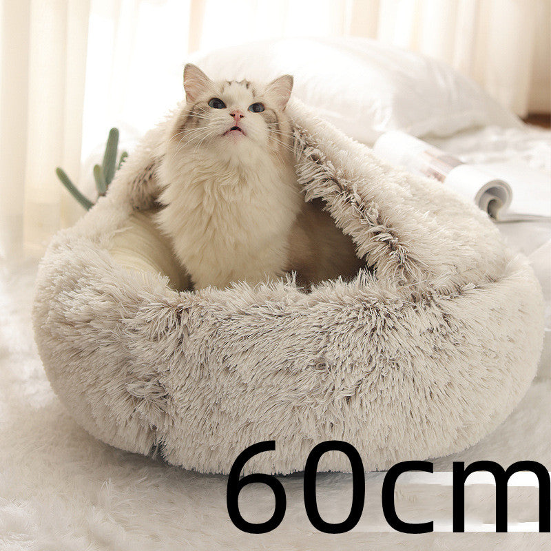 Pet Bed Winter Plush Warm House Soft Long Plush Bed