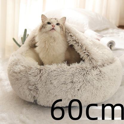 Pet Bed Winter Plush Warm House Soft Long Plush Bed