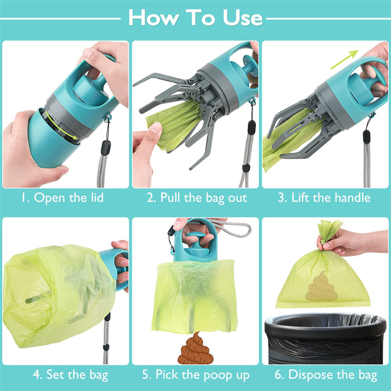 Portable Lightweight Pooper Scooper With Built in Poop Bag Dispenser For Pet Toilet Picker