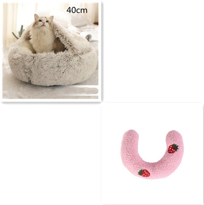 Pet Bed Winter Plush Warm House Soft Long Plush Bed